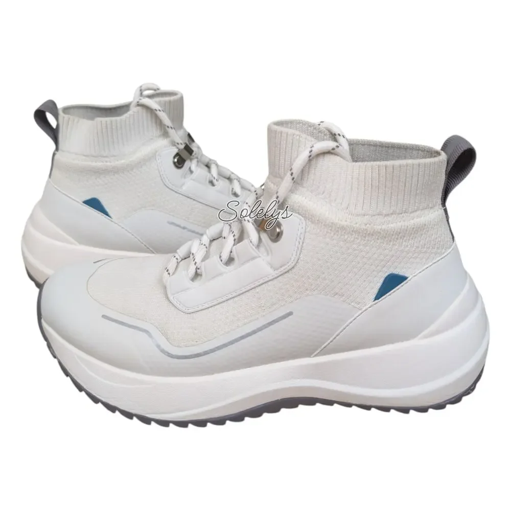 Vessi Stormburst Womens 5 White Granite Waterproof High Top Knit Sneaker Boot